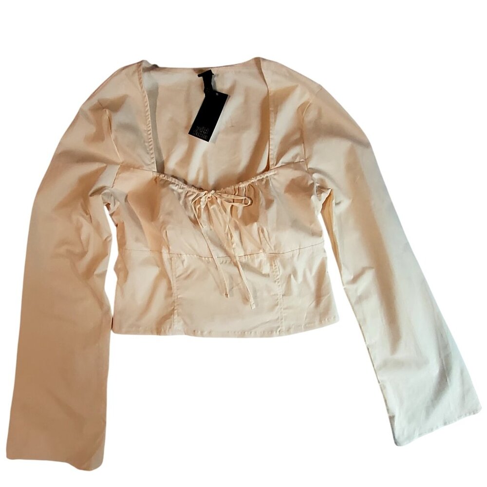 Wild Fable Womens Light Pink Long Sleeve Crop Top With Drawstring Detail Size M